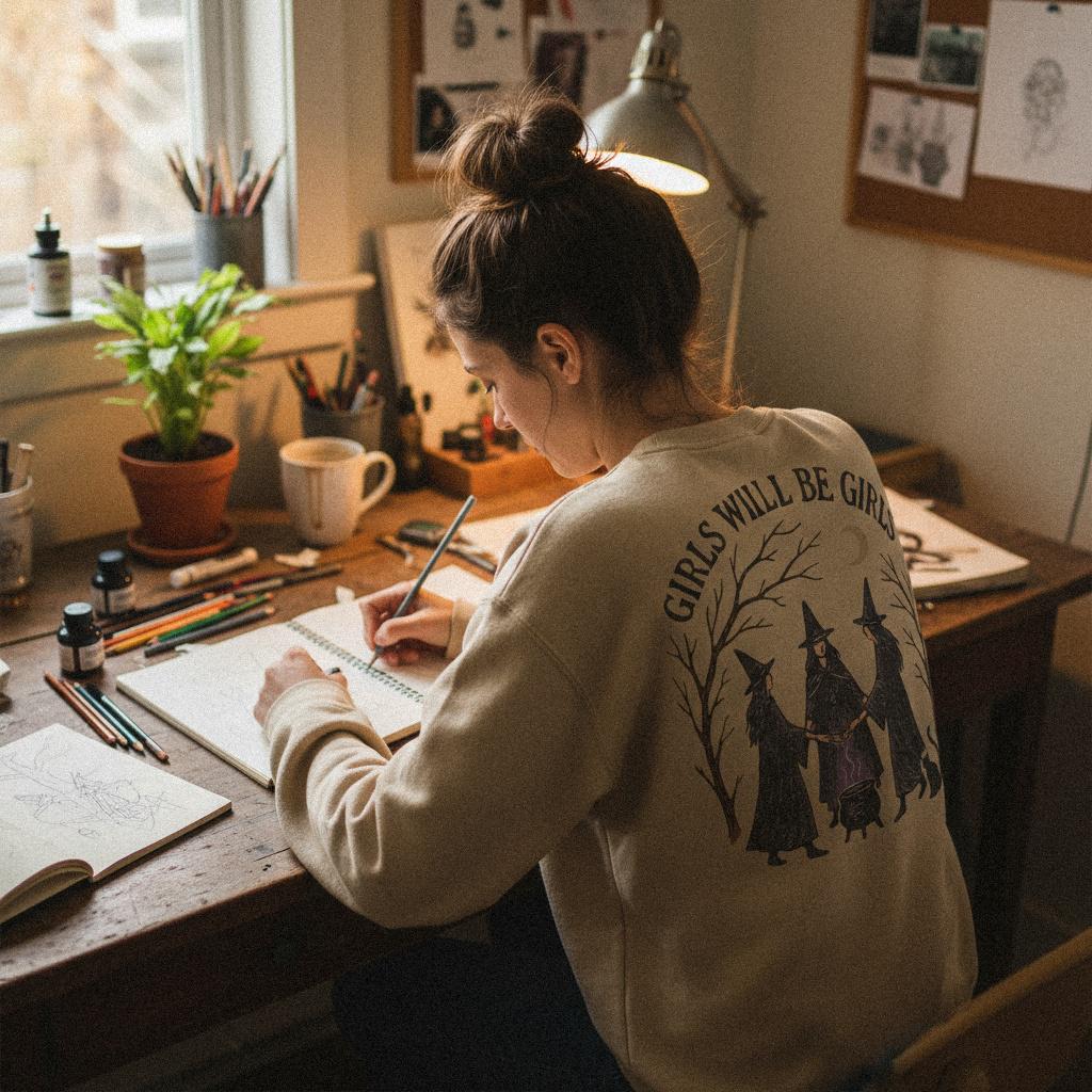 Girls Will Be Girls PNG, Witch Cauldron Digital Download - 300 DPI Design