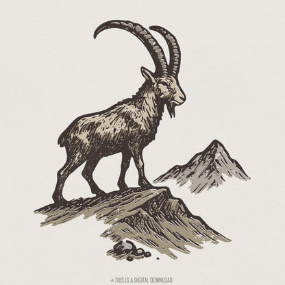 This Is A Digital Download PNG, Mountain Goat PNG Art - 300 DPI Design