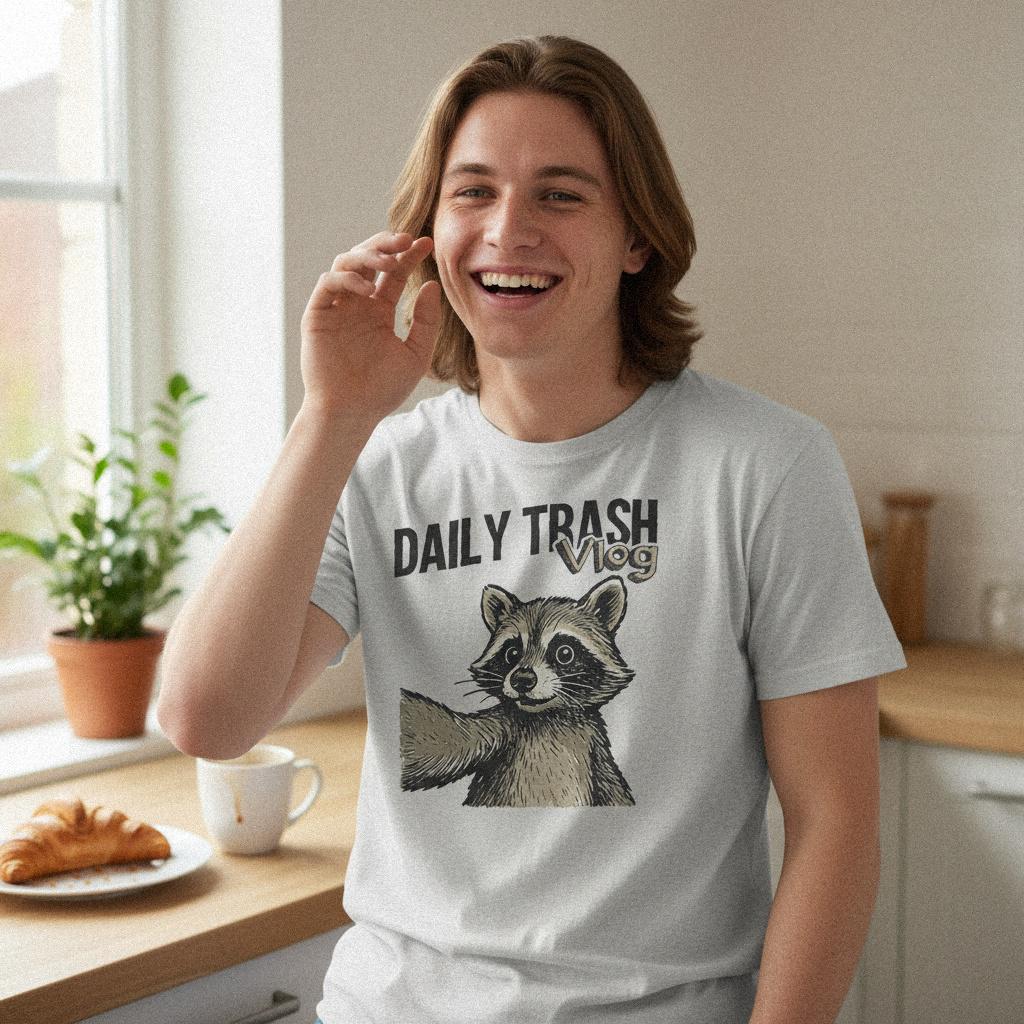Daily Trash Vlog PNG, Funny Raccoon Shirt - 300 DPI Design for T-Shirt