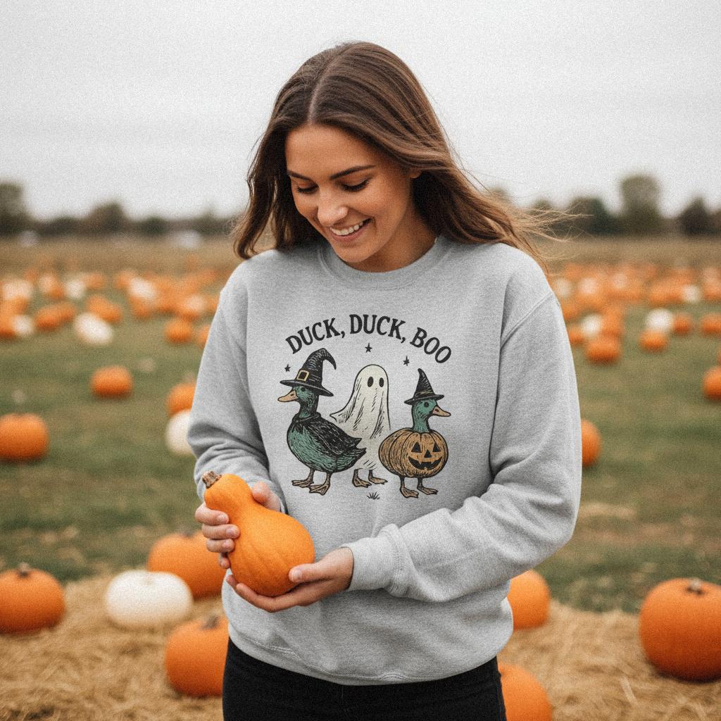 Duck Duck Boo PNG, Halloween Duck Digital Download - 300 DPI Design for