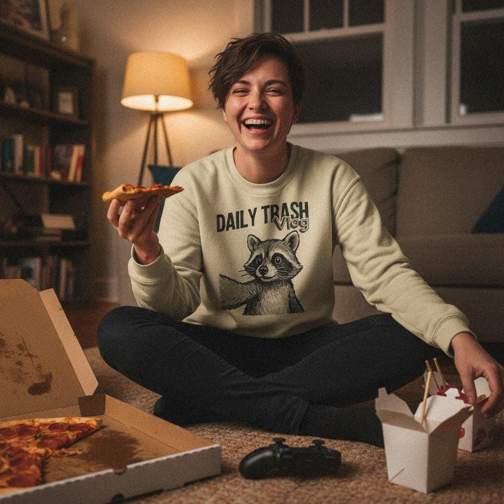 Daily Trash Vlog PNG, Funny Raccoon Shirt - 300 DPI Design for T-Shirt