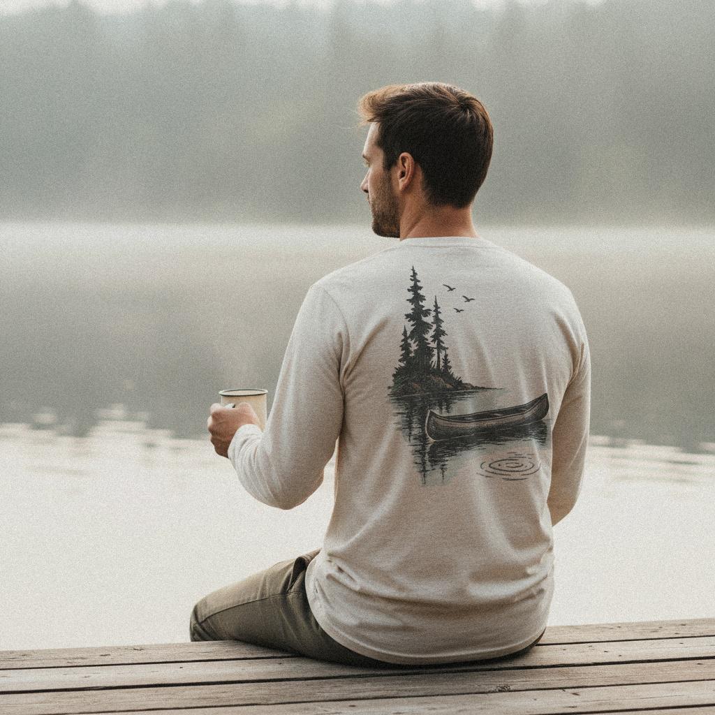 Canoe On Lake PNG, Nature Digital Download - 300 DPI Design for T-Shirt