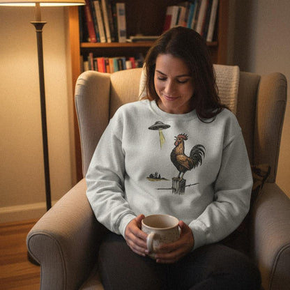 UFO Rooster PNG, Alien Chicken Abduction PNG - 300 DPI Design for T-Shirt