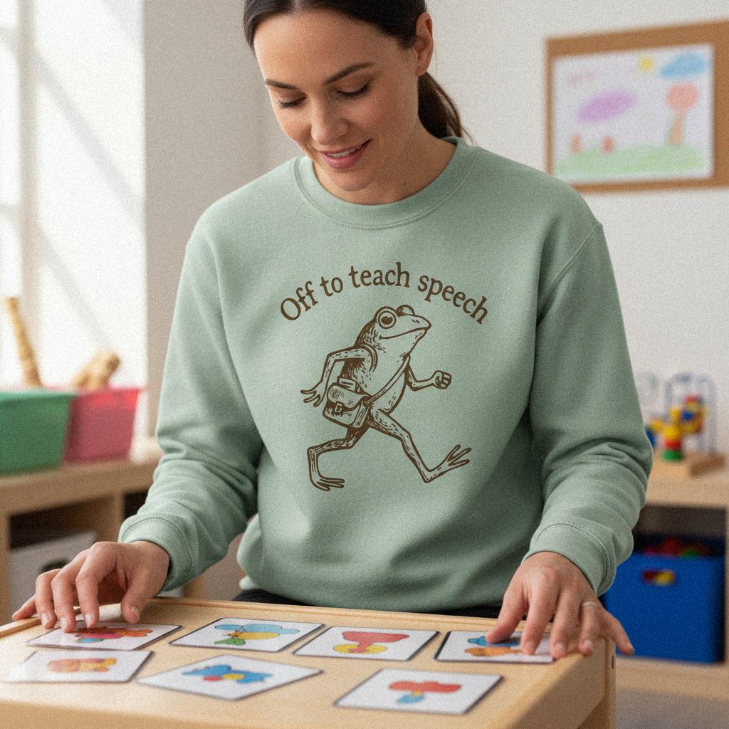 Off to Teach Speech PNG, Frog Teacher Design - 300 DPI Design for T-Shirt