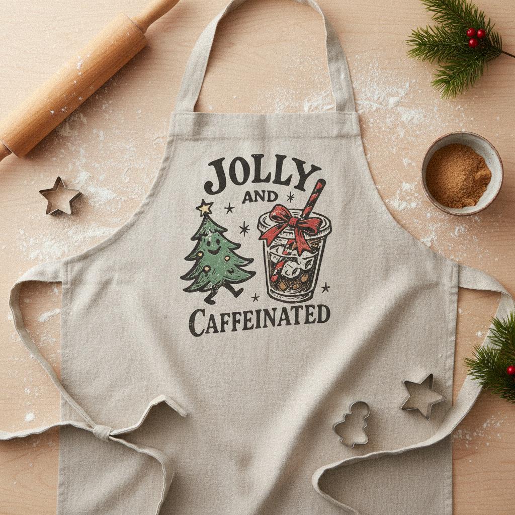Jolly And Caffeinated PNG, Christmas Coffee Shirt - 300 DPI Design for