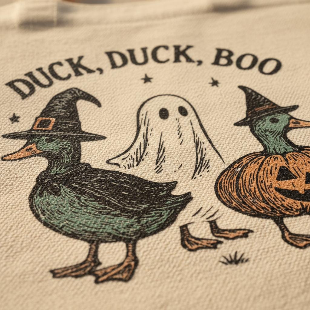 Duck Duck Boo PNG, Halloween Duck Digital Download - 300 DPI Design for