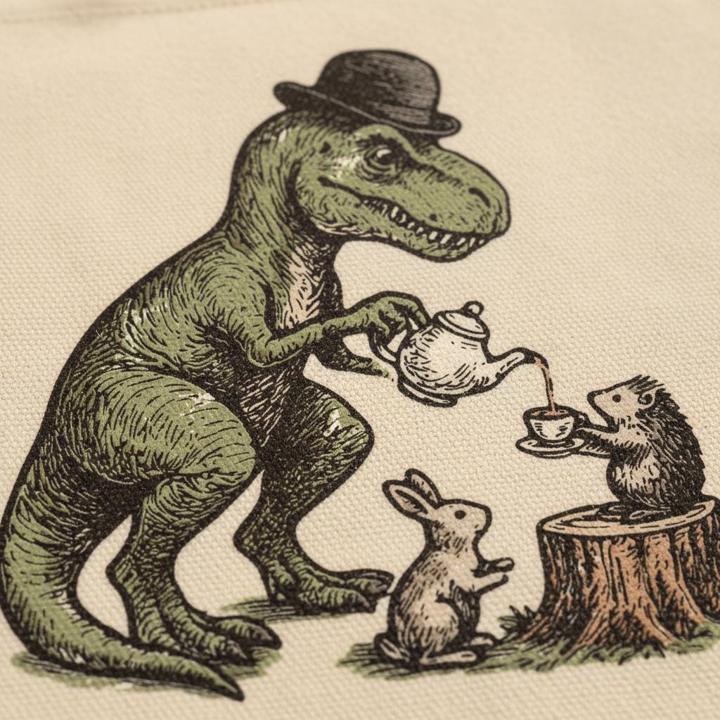 Dinosaur Tea Party PNG, Cute Animal Friends Digital Download - 300 DPI