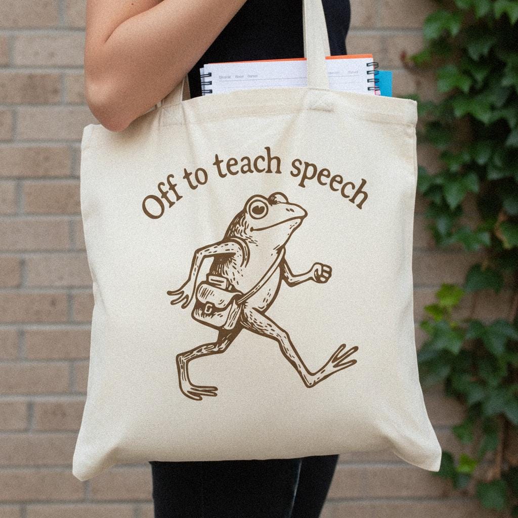 Off to Teach Speech PNG, Frog Teacher Design - 300 DPI Design for T-Shirt