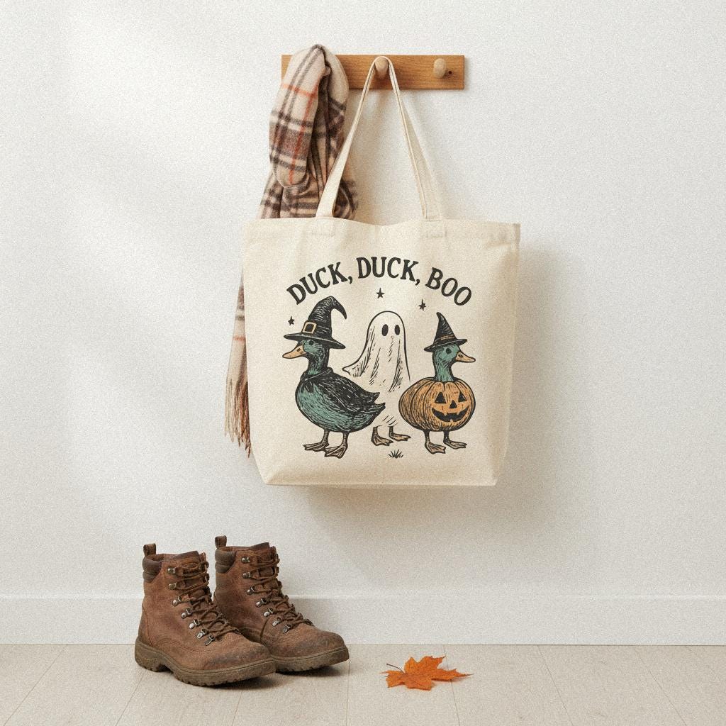 Duck Duck Boo PNG, Halloween Duck Digital Download - 300 DPI Design for