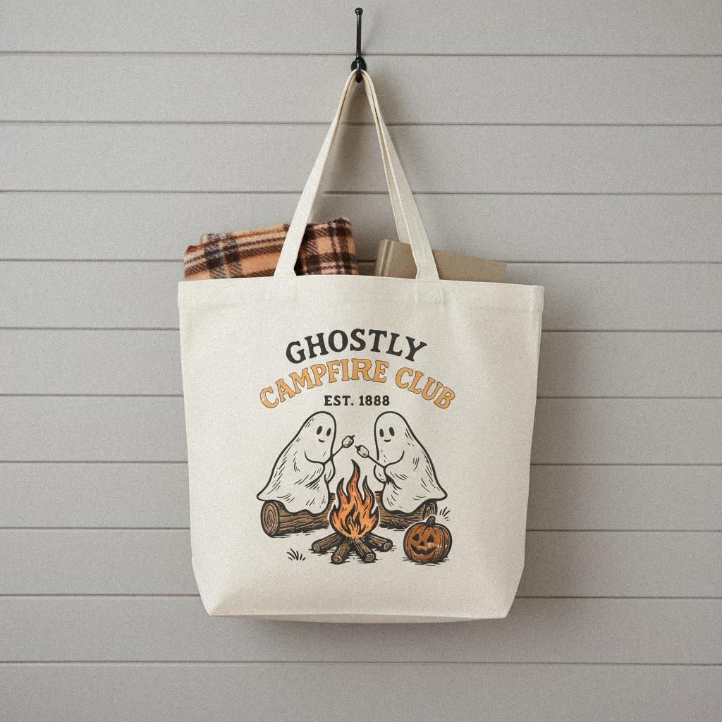 Ghostly Campfire Club PNG, Vintage Halloween Shirt - 300 DPI Design for