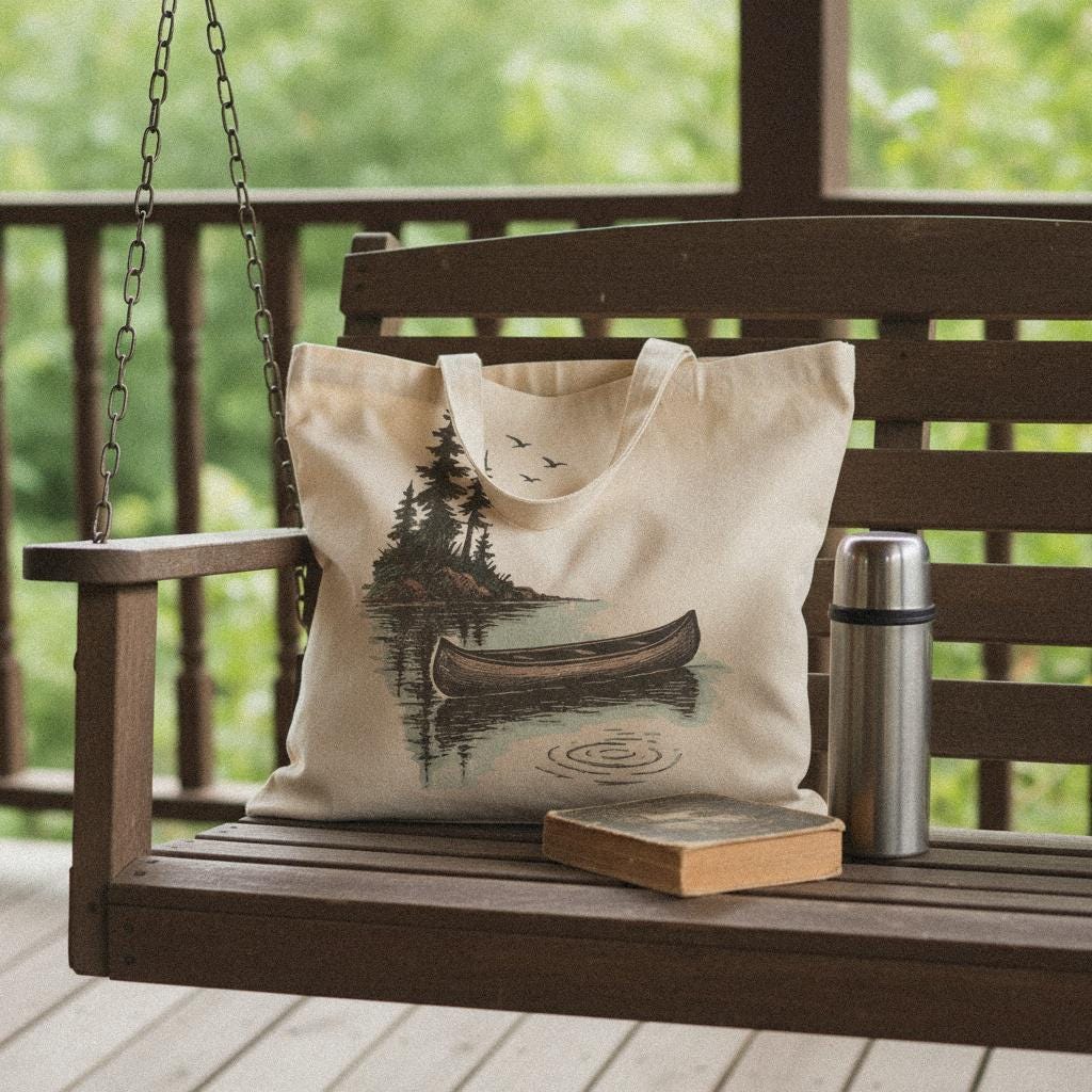 Canoe On Lake PNG, Nature Digital Download - 300 DPI Design for T-Shirt