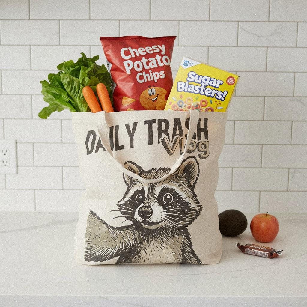 Daily Trash Vlog PNG, Funny Raccoon Shirt - 300 DPI Design for T-Shirt