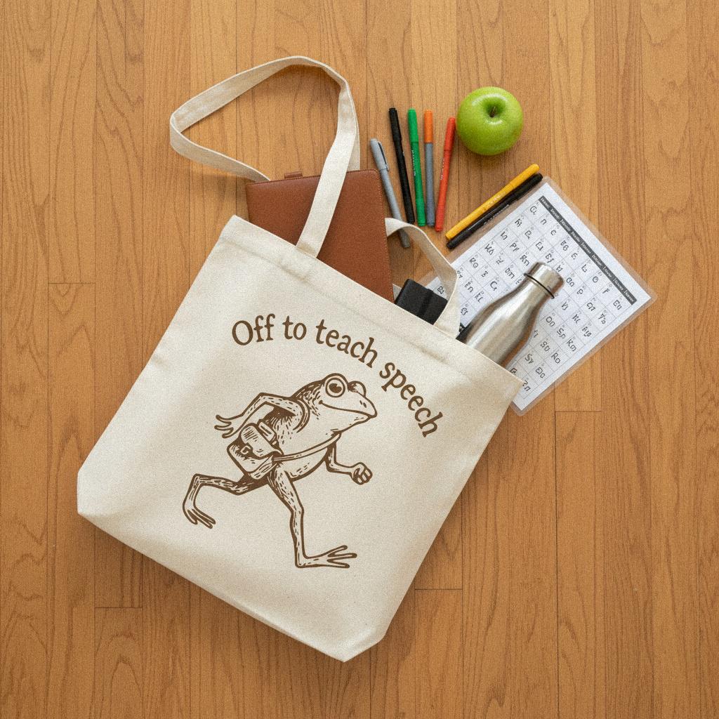 Off to Teach Speech PNG, Frog Teacher Design - 300 DPI Design for T-Shirt