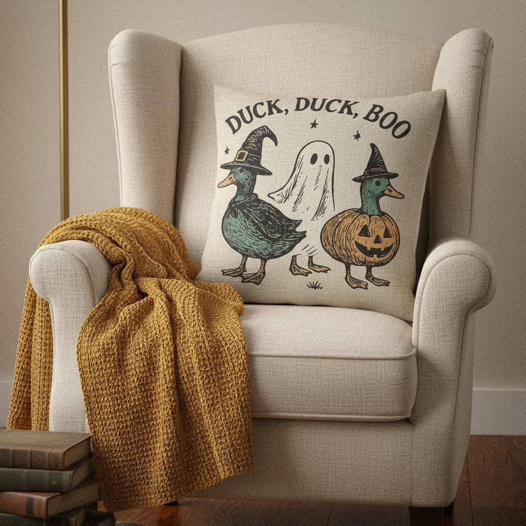 Duck Duck Boo PNG, Halloween Duck Digital Download - 300 DPI Design for