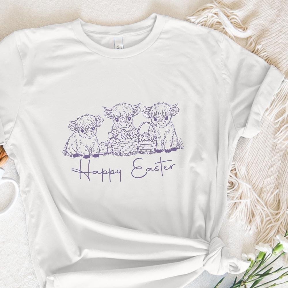 Easter Day Highland Cow PNG, Cute Easter Png - 300 DPI Design for T-Shirt