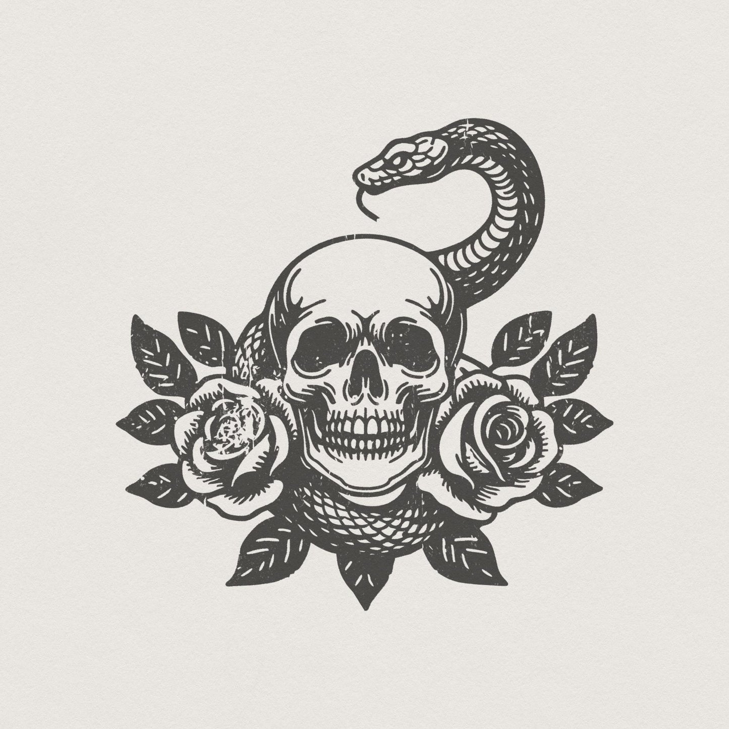 Skull Snake PNG, Floral Skull - 300 DPI Design for T-Shirt