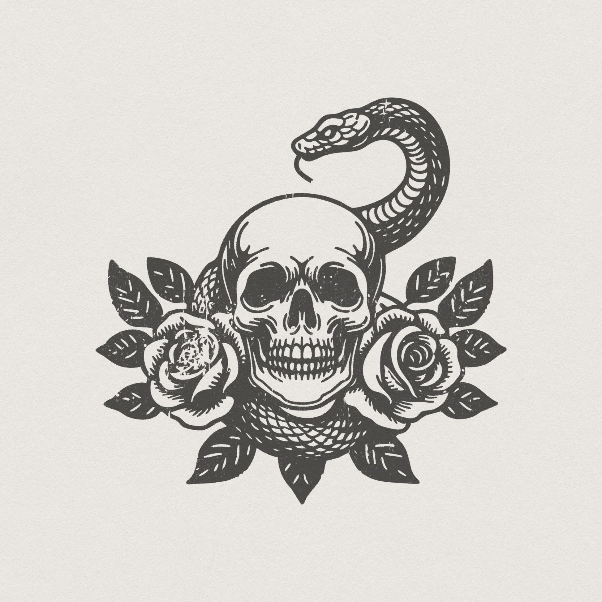 Skull Snake PNG, Floral Skull - 300 DPI Design for T-Shirt