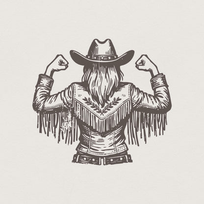 Empowered Cowgirl PNG, Strong Female Western Art - 300 DPI Design for