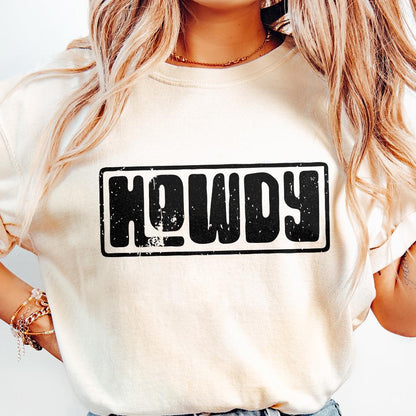 Howdy Typography PNG, Vintage Western Greeting - 300 DPI Design for T-Shirt