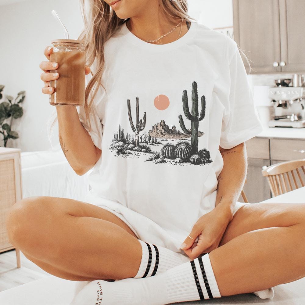 Desert Sunset Cactus PNG, Western Design Download - 300 DPI Design for