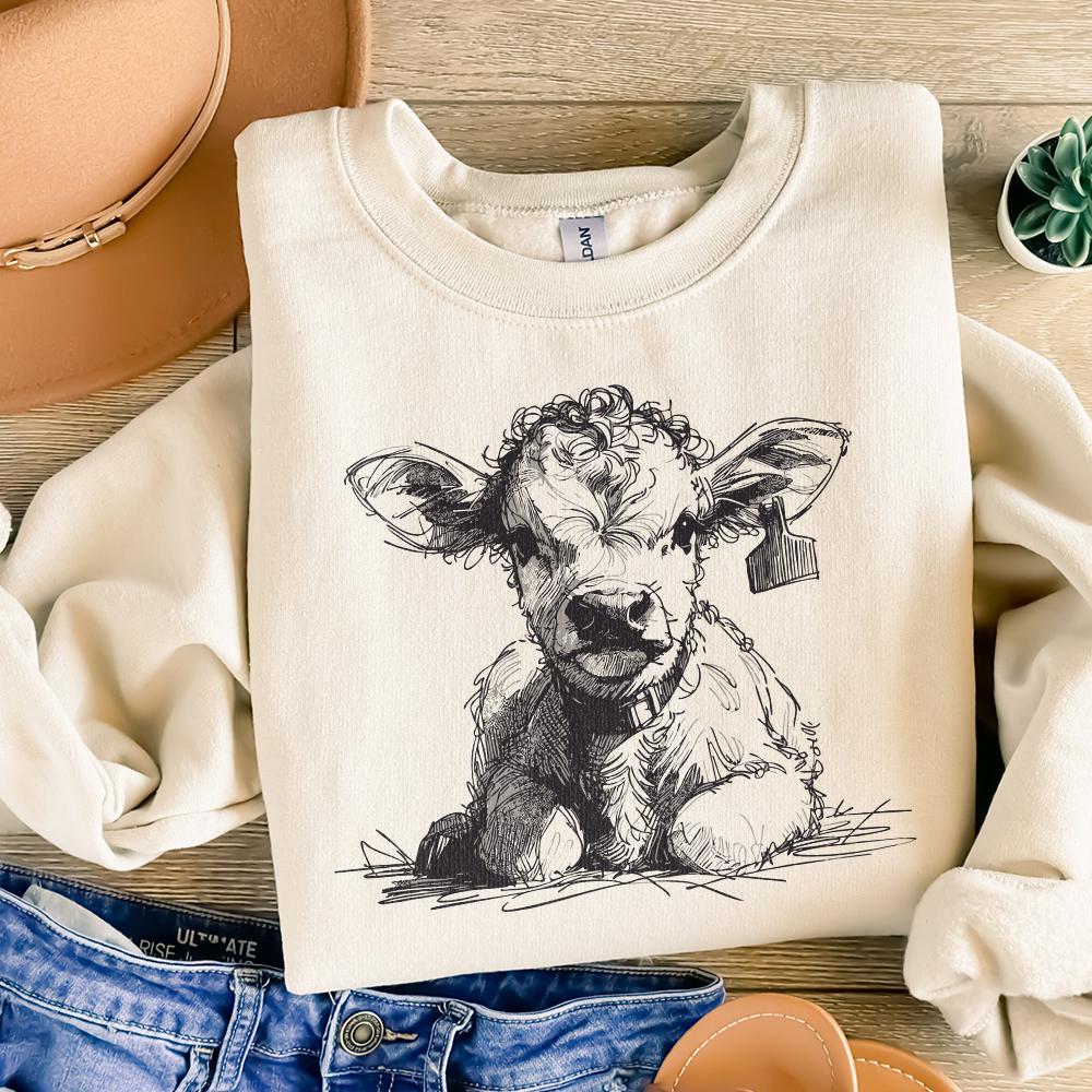 Adorable Calf PNG, Cute Farm Animal - 300 DPI Design for T-Shirt