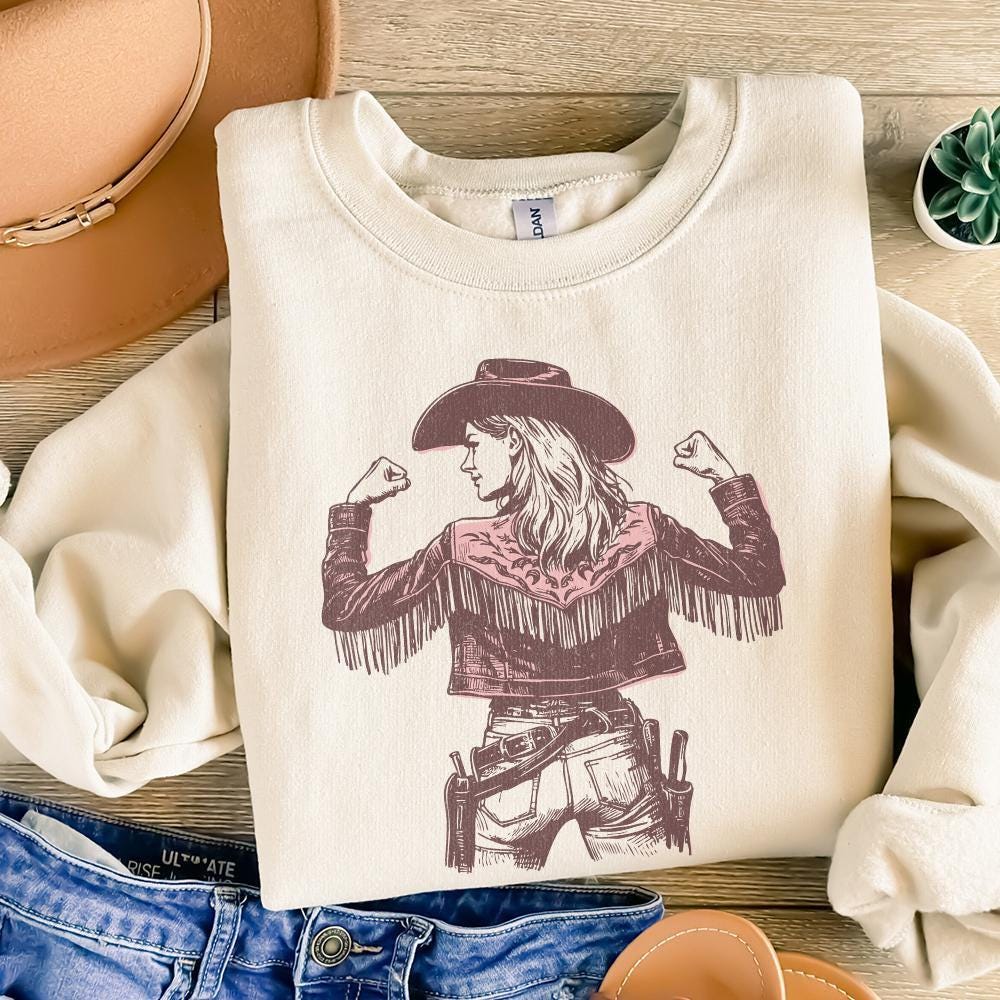 Bold Cowgirl PNG, Fringe Jacket Illustration - 300 DPI Design for T-Shirt