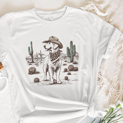 Cowboy Dog in Desert Illustration, Western Canine Art - 300 DPI Design