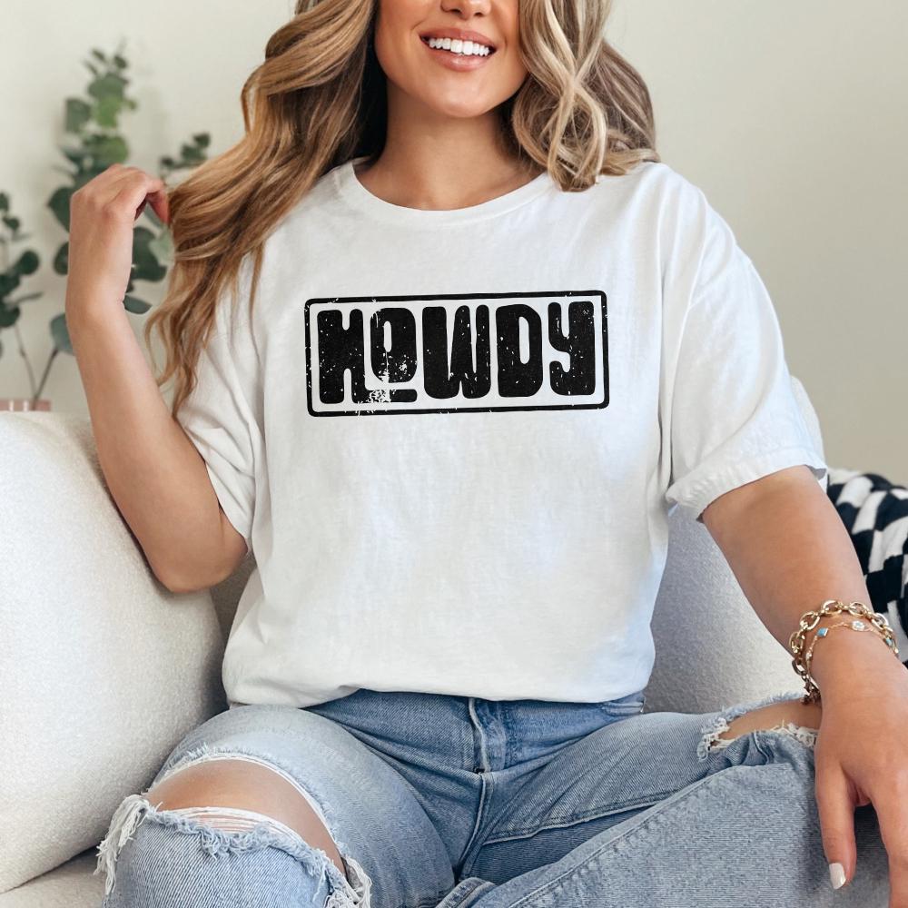 Howdy Typography PNG, Vintage Western Greeting - 300 DPI Design for T-Shirt