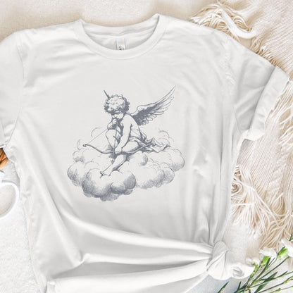 Classic Cupid on Cloud PNG, Vintage Angel Art - 300 DPI Design for T-Shirt