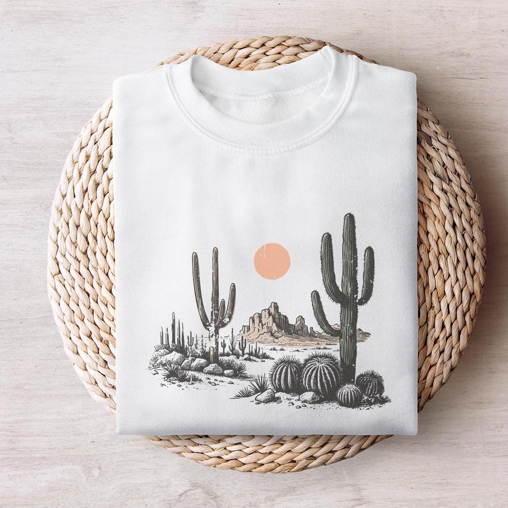 Desert Sunset Cactus PNG, Western Design Download - 300 DPI Design for