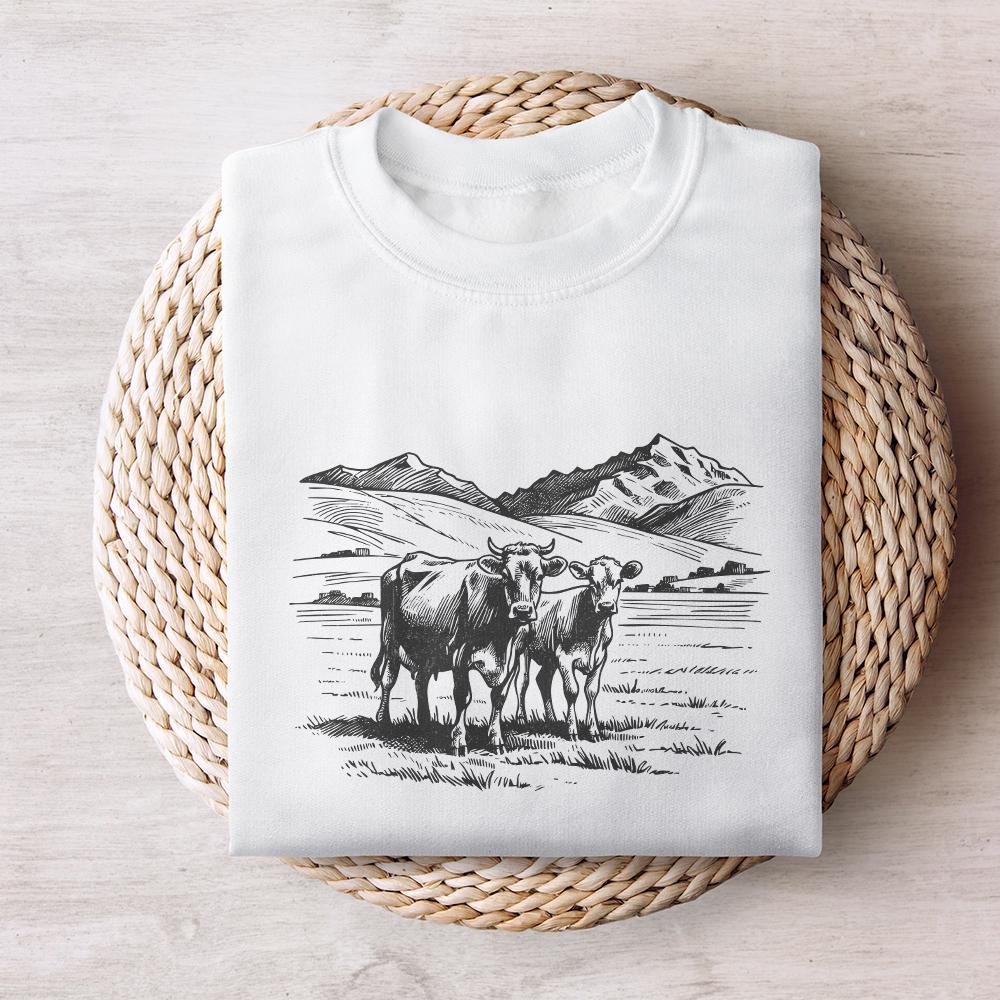 Western Cattle PNG, Retro Cowgirl - 300 DPI Design for T-Shirt