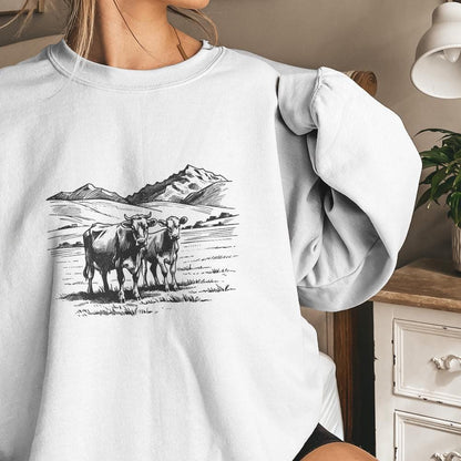 Western Cattle PNG, Retro Cowgirl - 300 DPI Design for T-Shirt