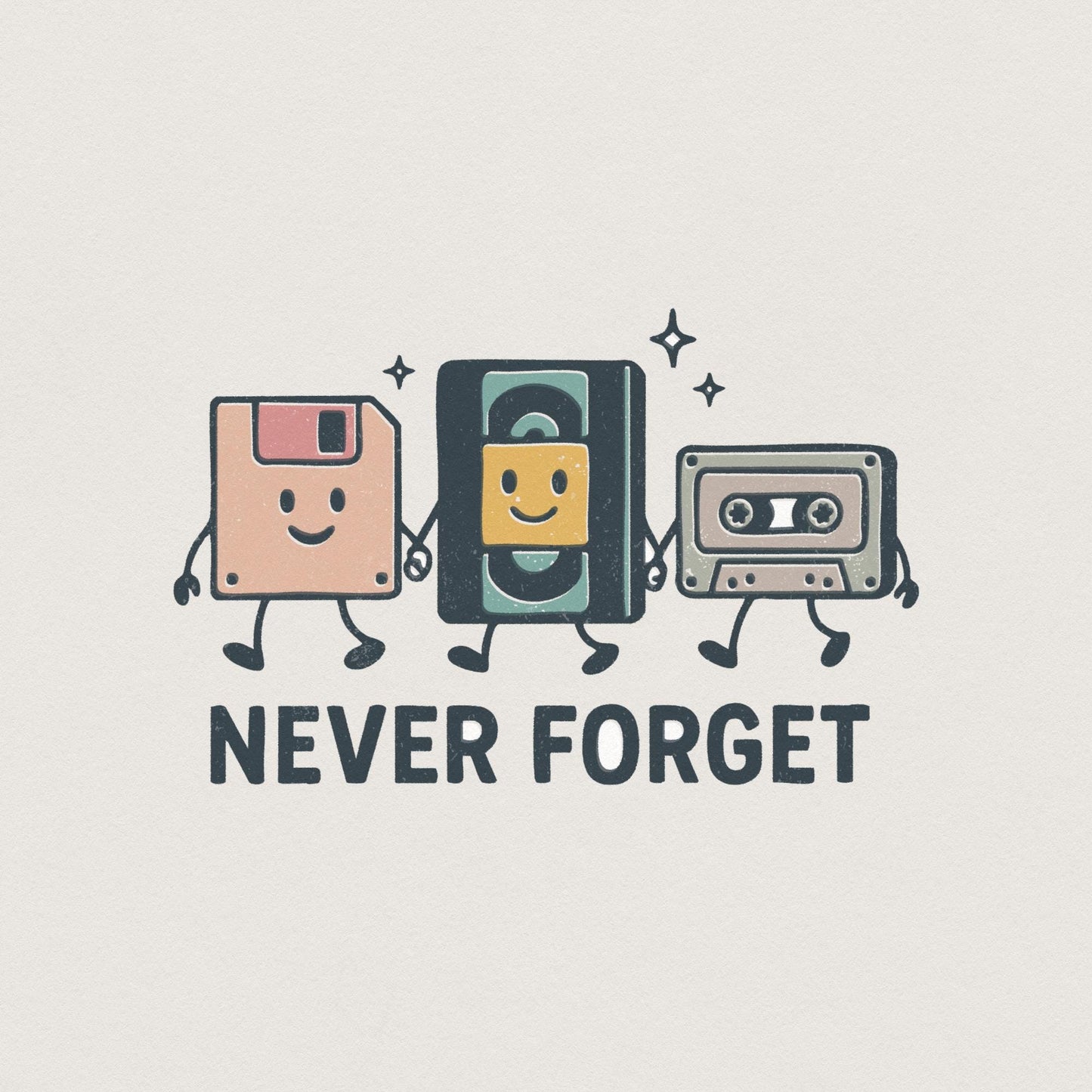 Never Forget PNG, Retro Technology Digital Download - 300 DPI Design for