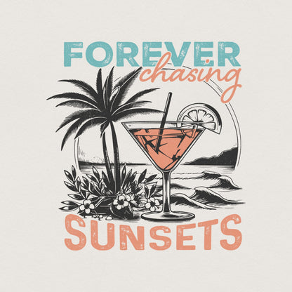 Forever Chasing Sunsets SVG & PNG, Retro Summer Beach Designs - 300 DPI