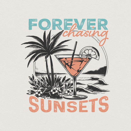 Forever Chasing Sunsets SVG & PNG, Retro Summer Beach Designs - 300 DPI