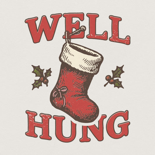 Well Hung Christmas Stocking PNG, Funny Holiday Digital Download - 300