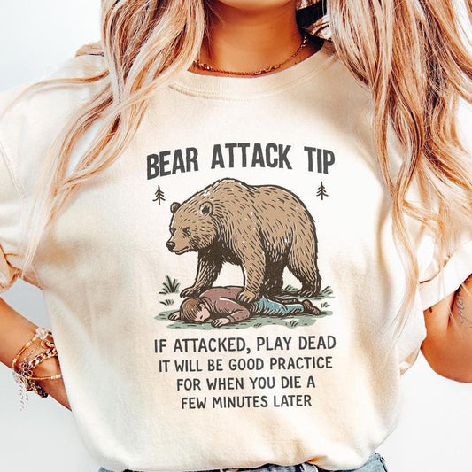 Bear Attack Tip PNG, Funny Bear Quote PNG - 300 DPI Design for T-Shirt