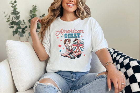 American Girly PNG, 4th of July Coquette - 300 DPI Design for T-Shirt
