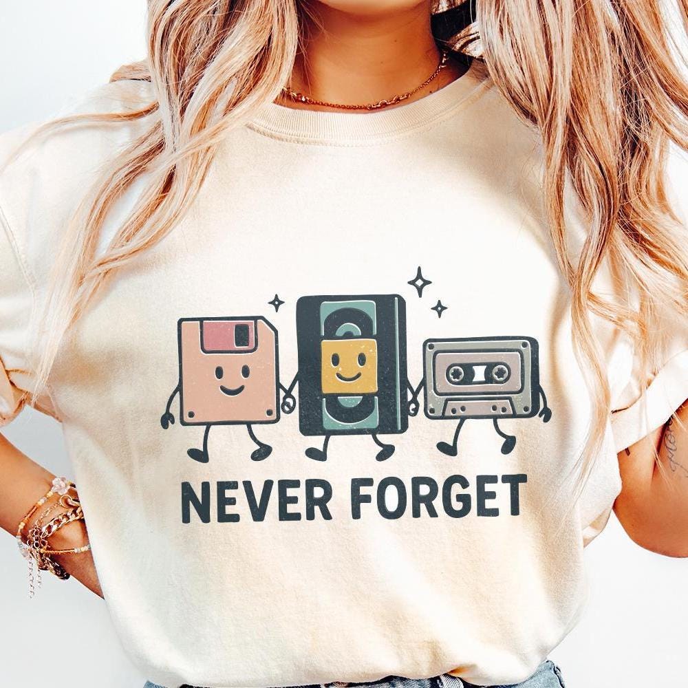 Never Forget PNG, Retro Technology Digital Download - 300 DPI Design for
