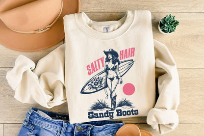 Salt Hair Sandy Boots PNG, Western Summer PNG - 300 DPI Design for T-Shirt