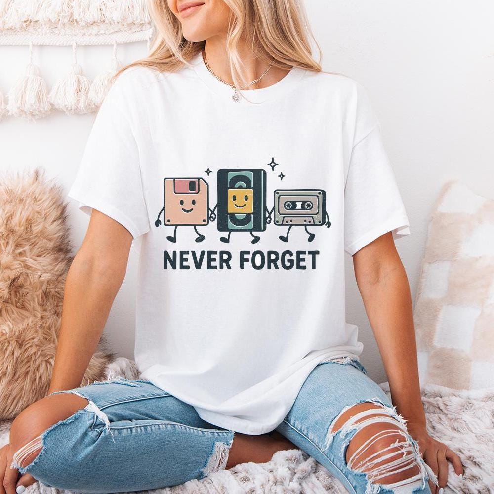Never Forget PNG, Retro Technology Digital Download - 300 DPI Design for
