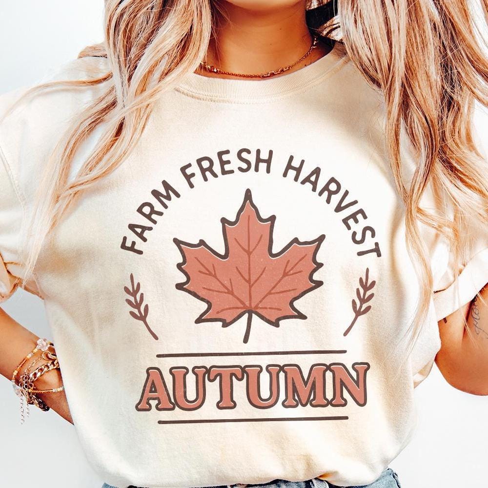 Farm Fresh Harvest Autumn PNG, Fall Maple Leaf Shirt Design - 300 DPI