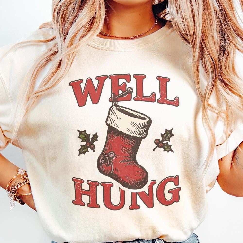Well Hung Christmas Stocking PNG, Funny Holiday Digital Download - 300