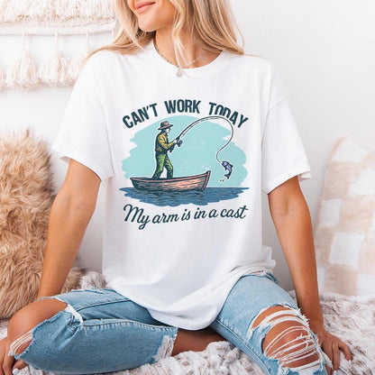 Can’t Work Today My Arm Is In A Cast PNG, Funny Fishing Shirt PNG - 300
