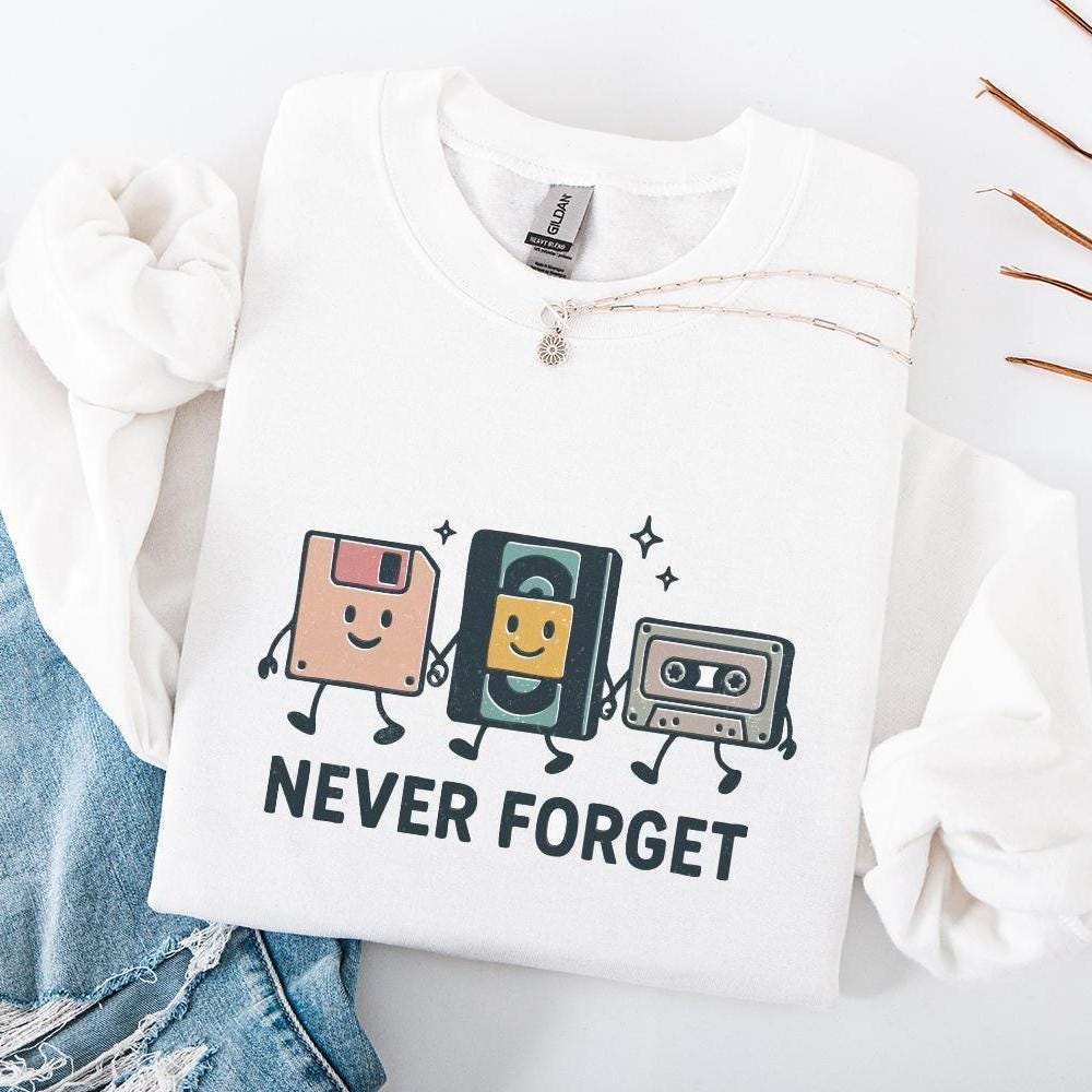 Never Forget PNG, Retro Technology Digital Download - 300 DPI Design for