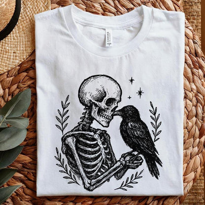 Skeleton And Raven PNG, Gothic Digital Download - 300 DPI Design for
