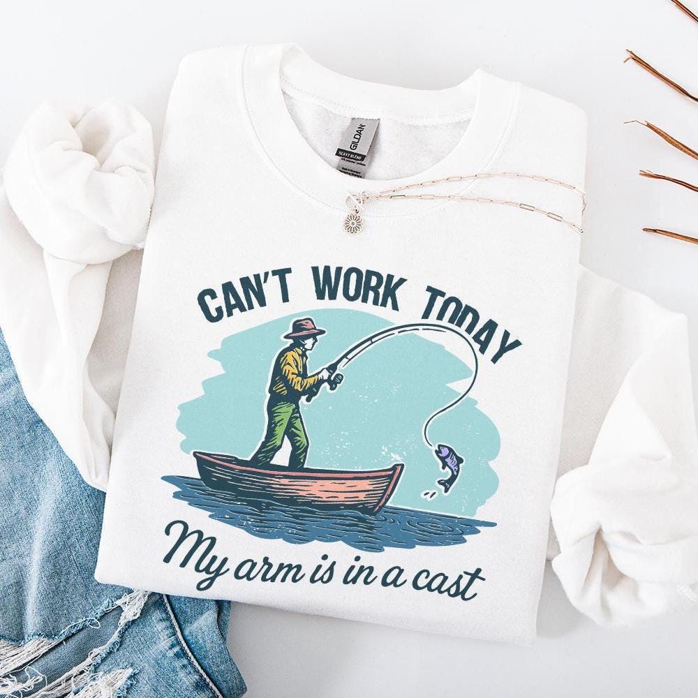 Can’t Work Today My Arm Is In A Cast PNG, Funny Fishing Shirt PNG - 300