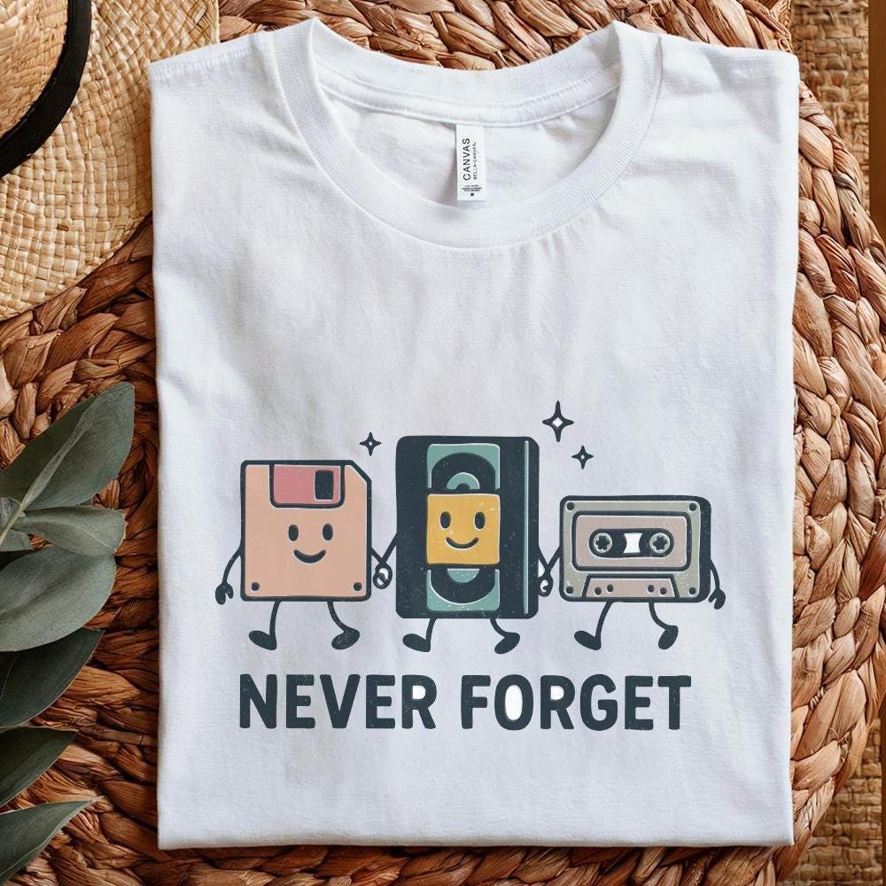 Never Forget PNG, Retro Technology Digital Download - 300 DPI Design for