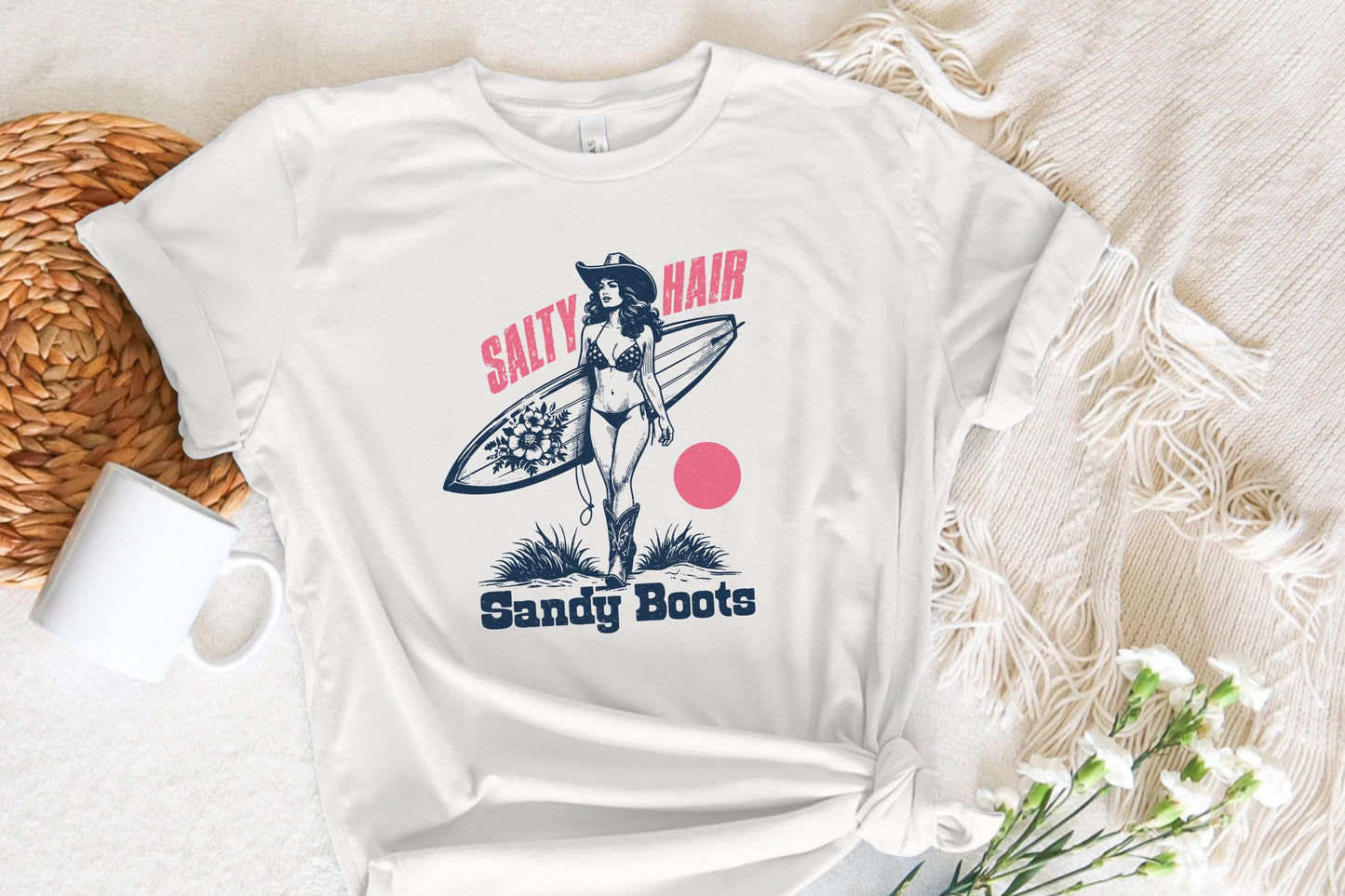 Salt Hair Sandy Boots PNG, Western Summer PNG - 300 DPI Design for T-Shirt