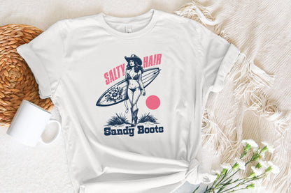 Salt Hair Sandy Boots PNG, Western Summer PNG - 300 DPI Design for T-Shirt